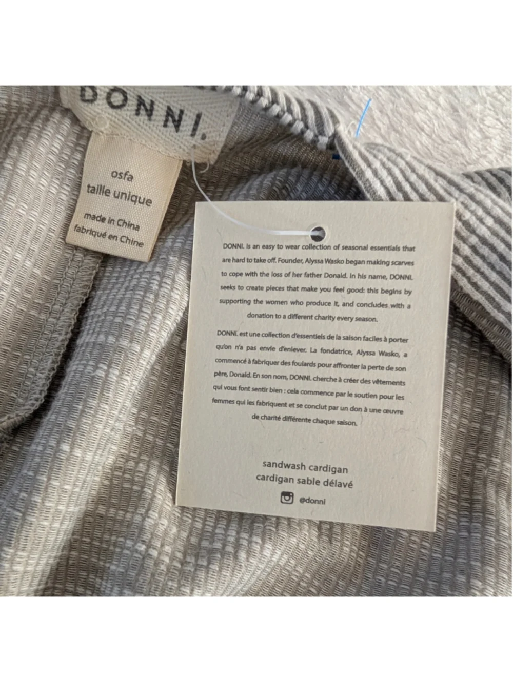 Donni Sandwashed Gray Open Front Cardigan - OSFM - New